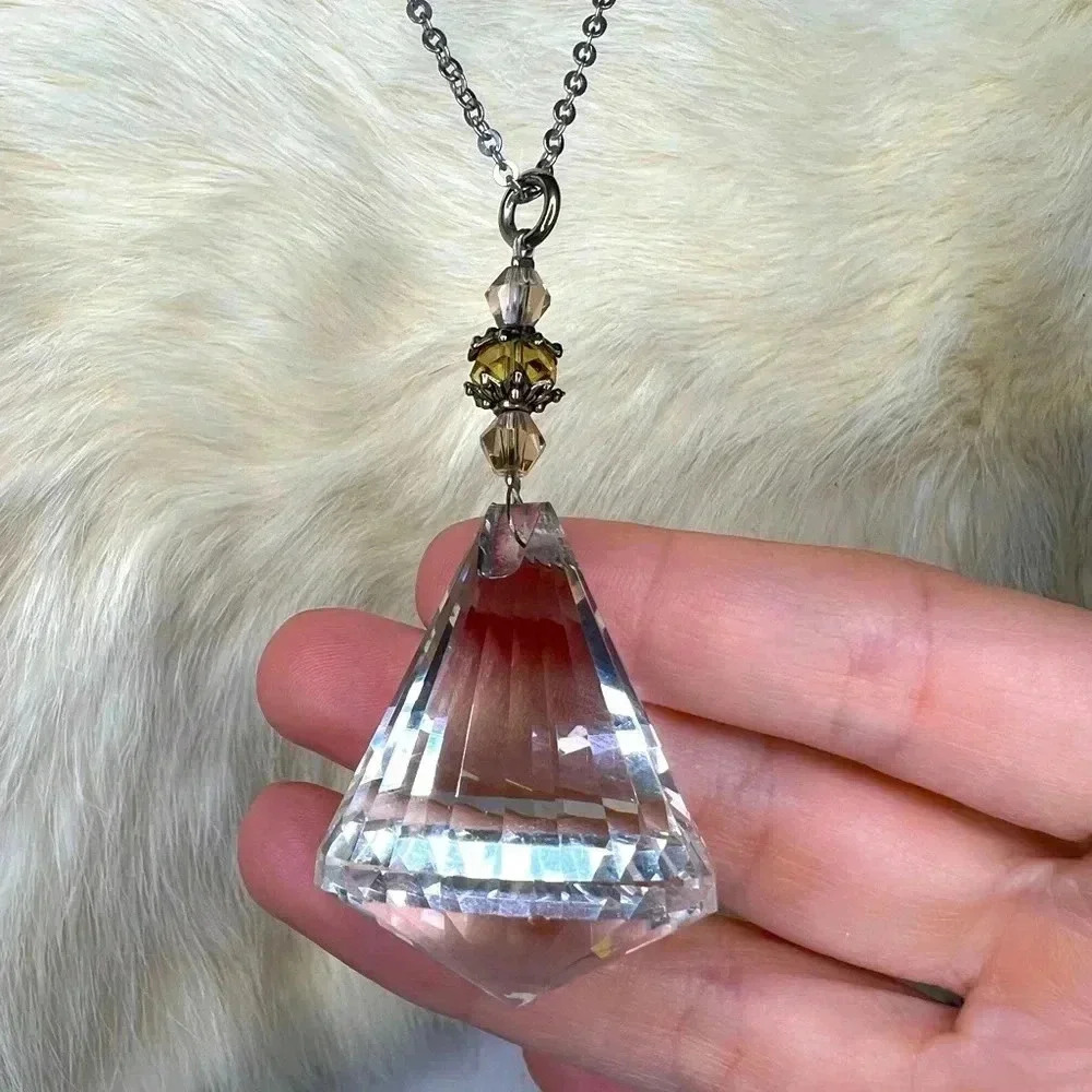 "Stylish Cone-Shaped Crystal Gem Rearview Mirror Ornament" - Picture 2 of 2